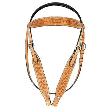 HILASON Western Horse Headstall Genuine American Leather tooled tan